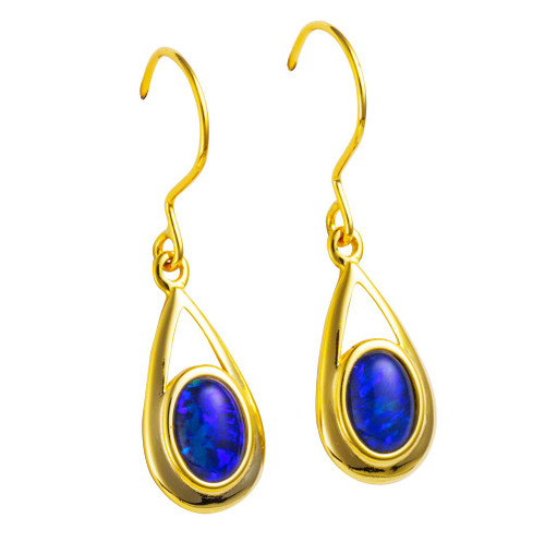 ECHO LANE 18KT GOLD PLATED AUSTRALIAN OPAL DROP EARRINGS ECHO LANE 18KT GOLD PLATED AUSTRALIAN OPAL DROP EARRINGS